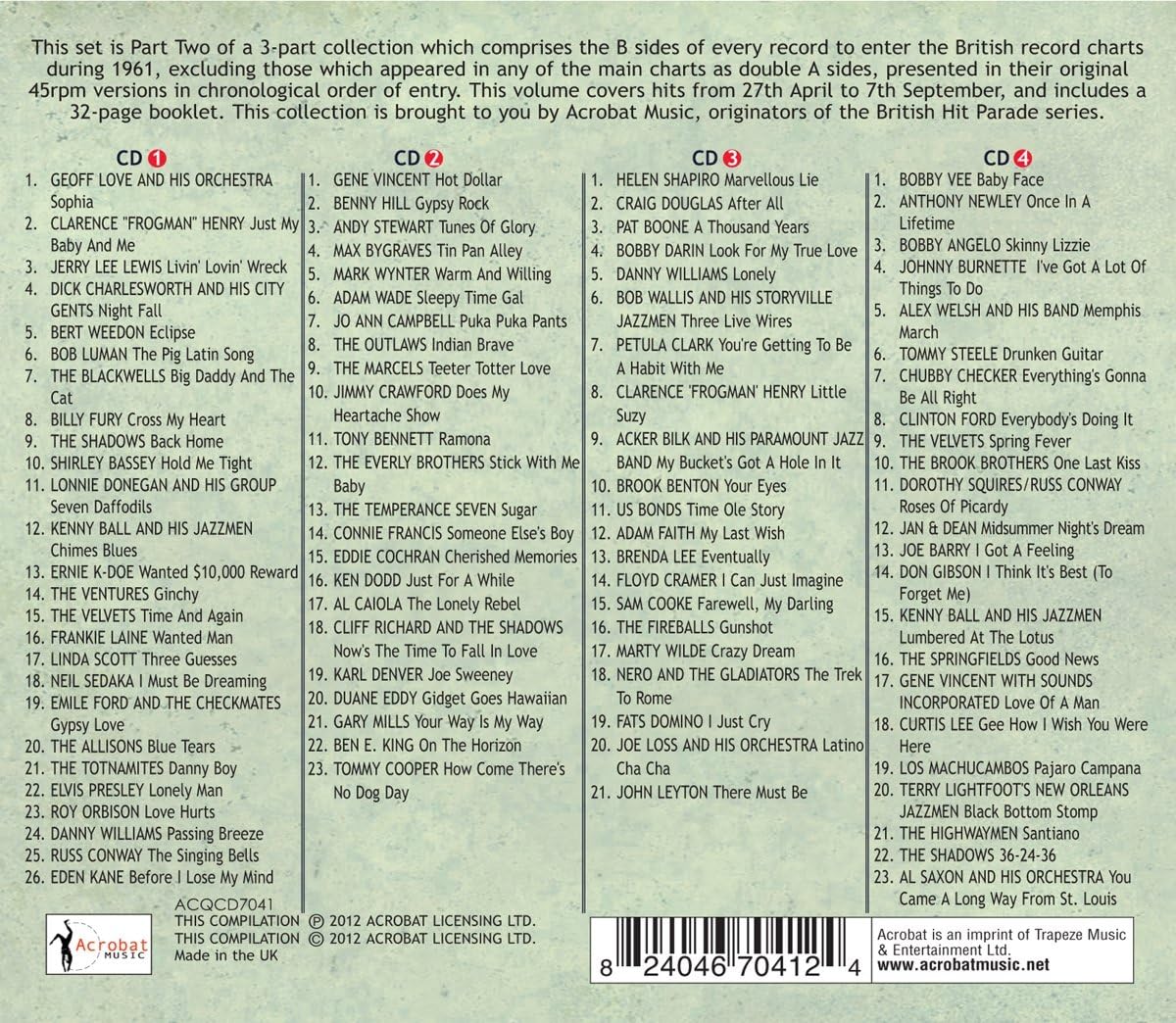 The 1961 British Hit Parade: The B-Sides Part Two: Apr.-Sept - Image 3