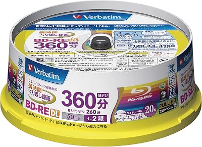 Verbatim Blu-ray BD-RE DL 50GB 2X Wide Printable Spindle 20 Discs