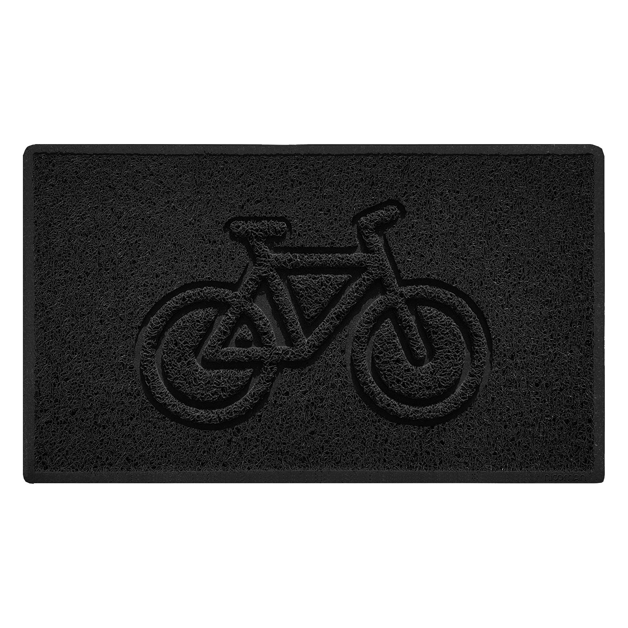 Nicoman Bike Embossed Shape Door Mat Dirt-Trapper Jet-Washable Doormat-(Use Outdoor ONLY)- (75x44cm/29.5x17.3inches, Medium) Black