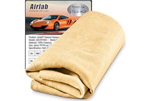AIRLAB Chamois Cloth for Car 20'' x 27.6'' (3.7 sq ft) Shammy Towel Car Wash Drying Towel Absorbent Real Leather Lint Free Streak Free Cleaning Cloth