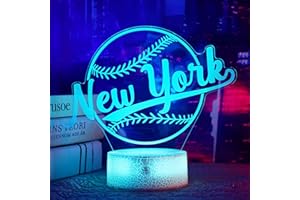 OkiyiD Baseball Night Light, 3D Illusion Lamp with Remote, 16 Color Changing, Kids Room Decor, for Baseball Fans, Boys, Girls (New York)