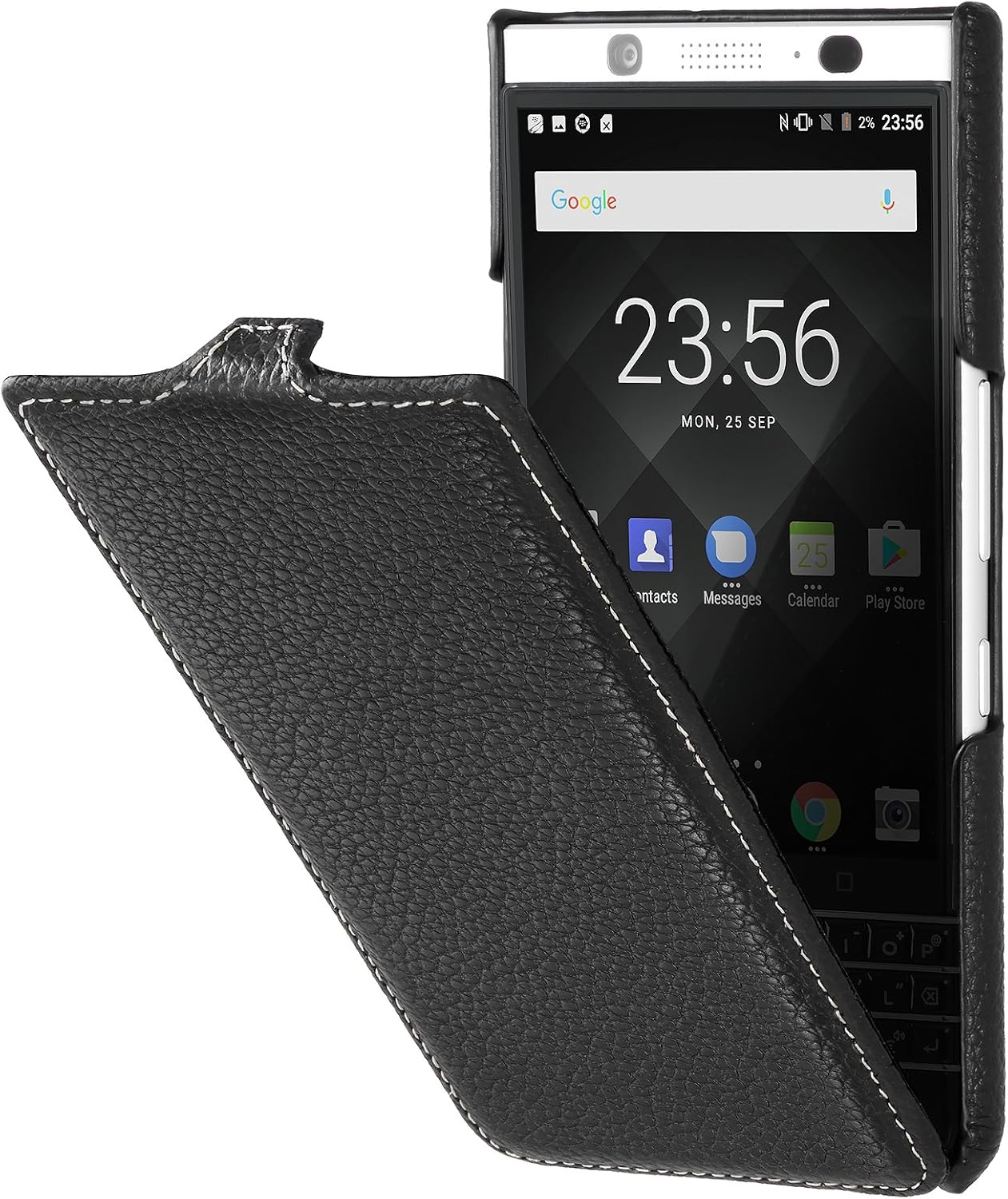 StilGut Genuine Leather Flip Case for BlackBerry KEYone, UltraSlim