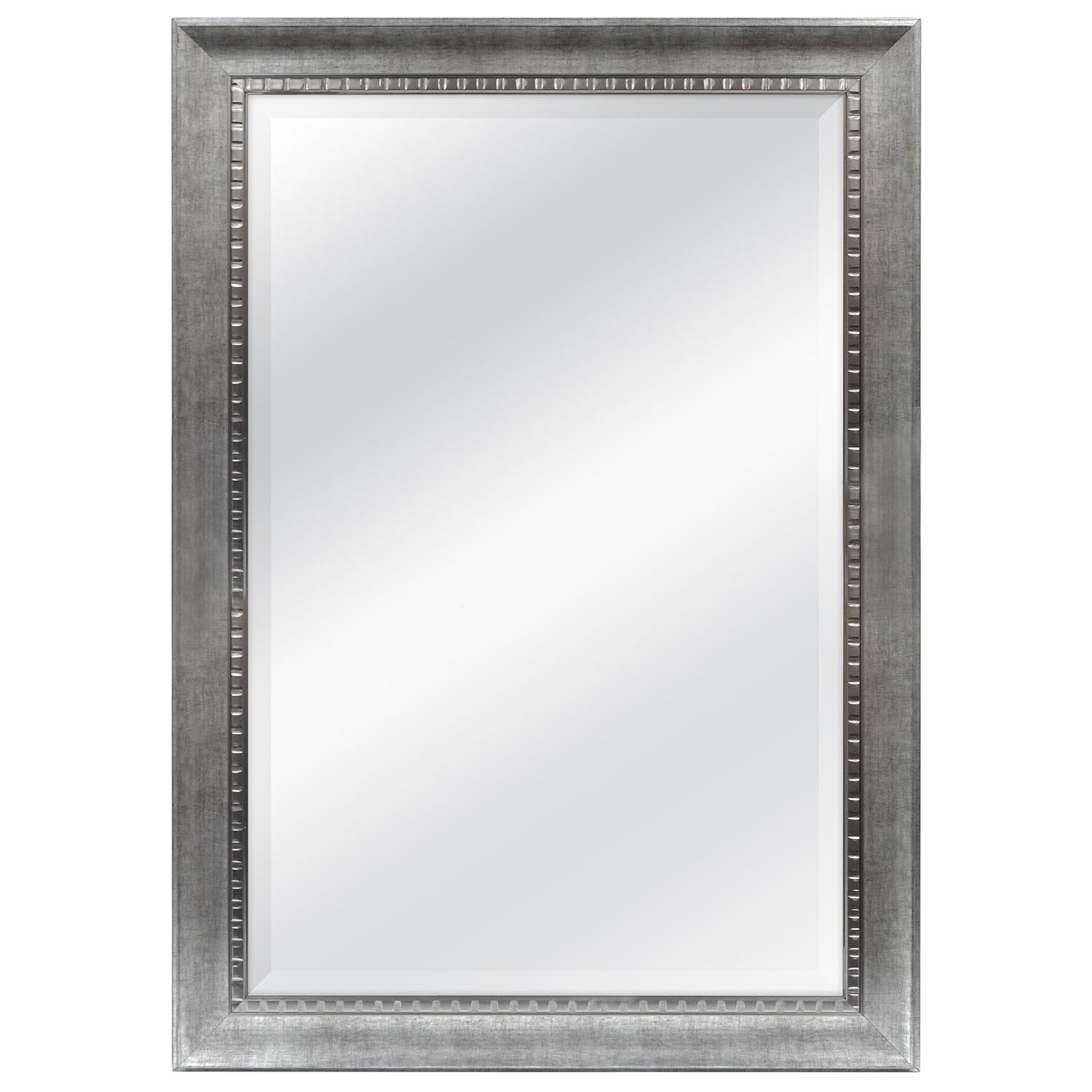 MCS 24x36 Inch Sloped Mirror with Dental Molding Detail, 29.5x41.5 Inch Overall Size, Silver (20565)