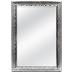 MCS 24x36 Inch Sloped Mirror with Dental Molding Detail, 29.5x41.5 Inch Overall Size, Silver (20565)