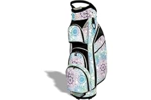 Womens Golf Bag - Taboo Fashions Lightweight Ladies Cart Bag, 14-Way, 7 Zippered Pockets, Rain Hood, Tee Holder, Insulated Cooler Beverage Compartment (Floral Patterns)