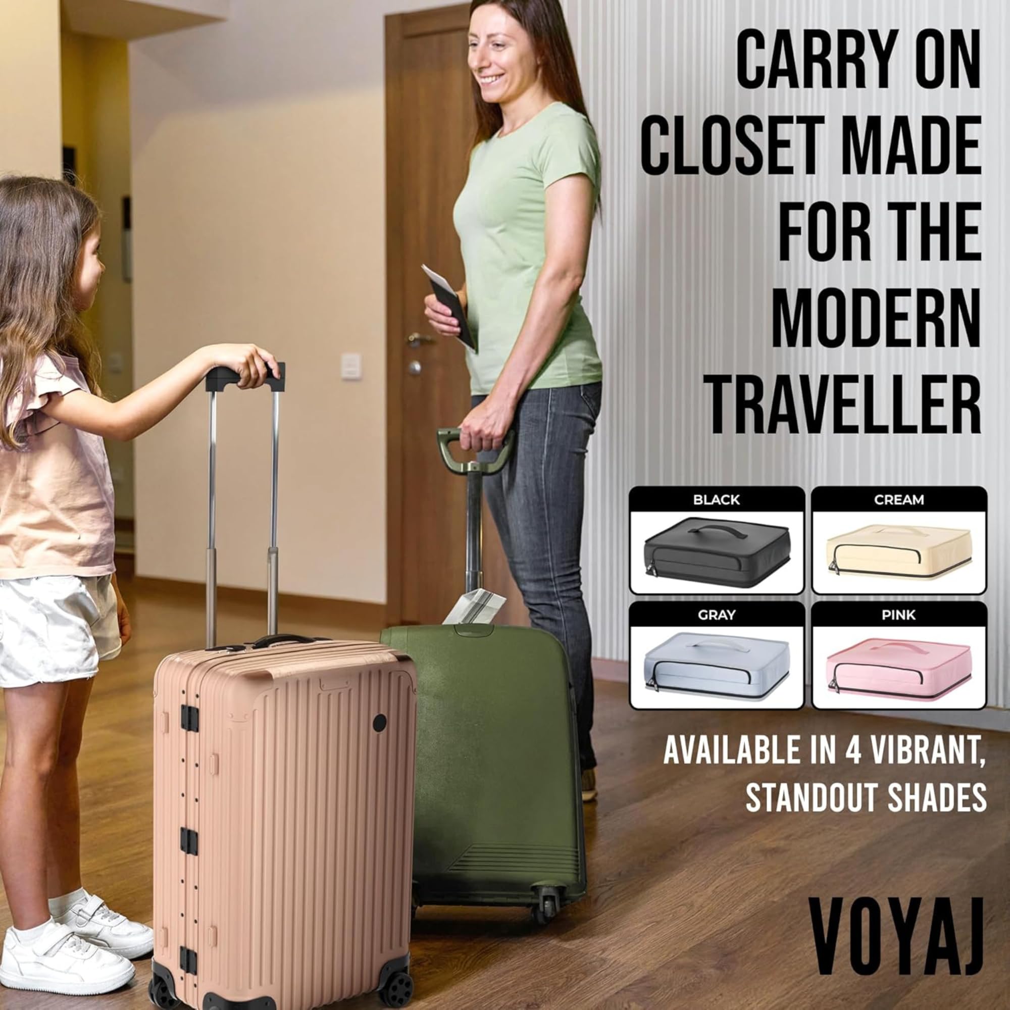 Voyaj Hanging Suitcase Organizer for Travel - Carry on Closet Suitcase, Hanging Luggage Organizers, Travel Organizer - Easily Fits Carry On Luggage for Wrinkle Free Packing