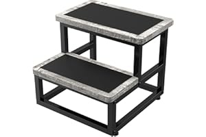 YAKANJ Step Stools for Adults Kids, Heavy Duty Sturdy Foot Stool with Non-Slip Mat, Metal Frame Hold Up to 500 Lbs Capacity for Kitchen Bathroom Bedroon, Dark Grey