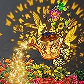 Solar Lanterns Outdoor Waterproof, Hummingbird Watering Can Garden Decor, Hanging Solar Path Lights Yard Art, Outside Patio Decoration Gardening Christmas Gift for Mom Grandma Women with Shepherd Hook