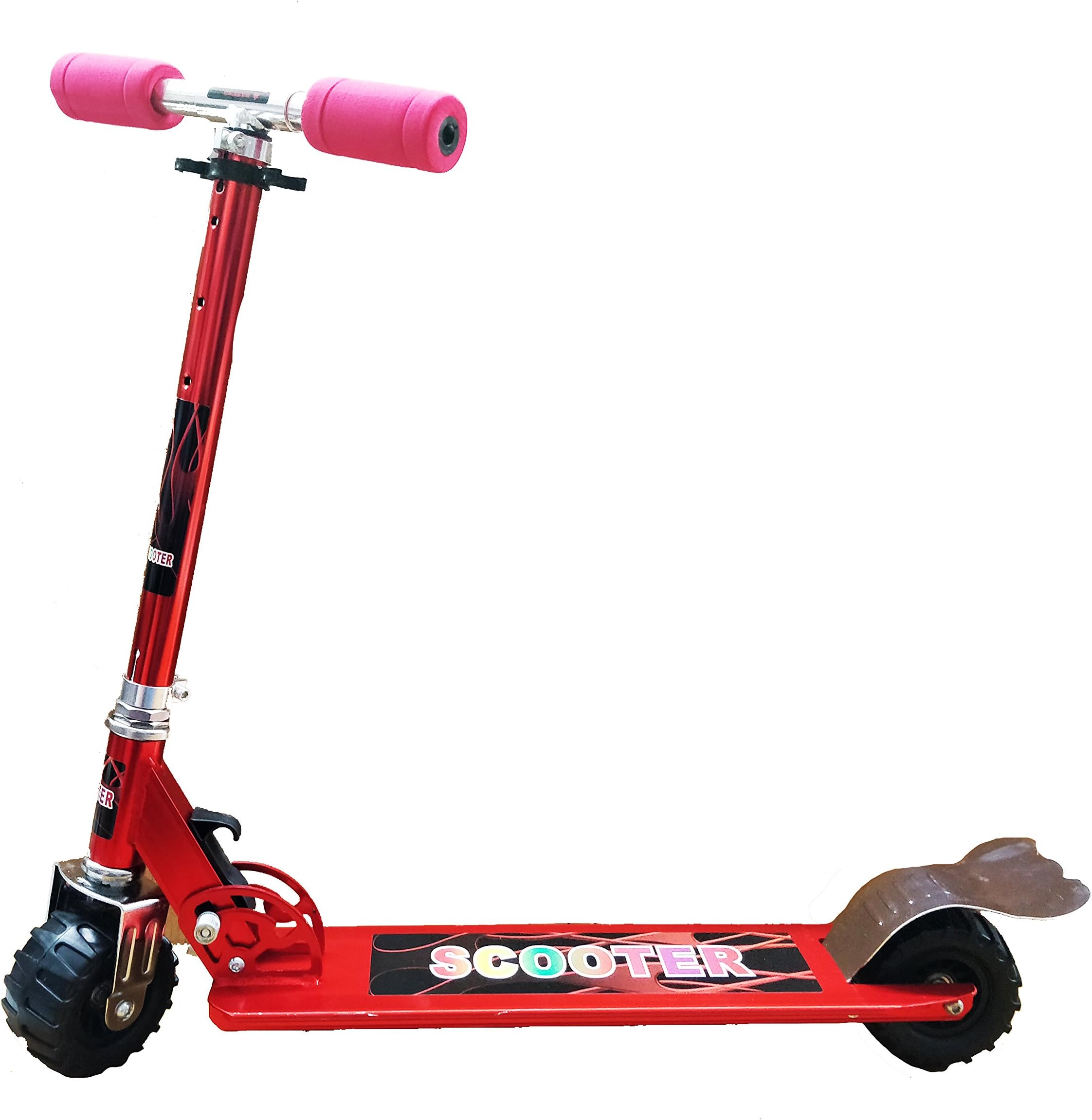 Emob Foldable Self Balancing Two Wheel Push Scooter for Kids with Adjustable Height and Fenders Braking System (Red)