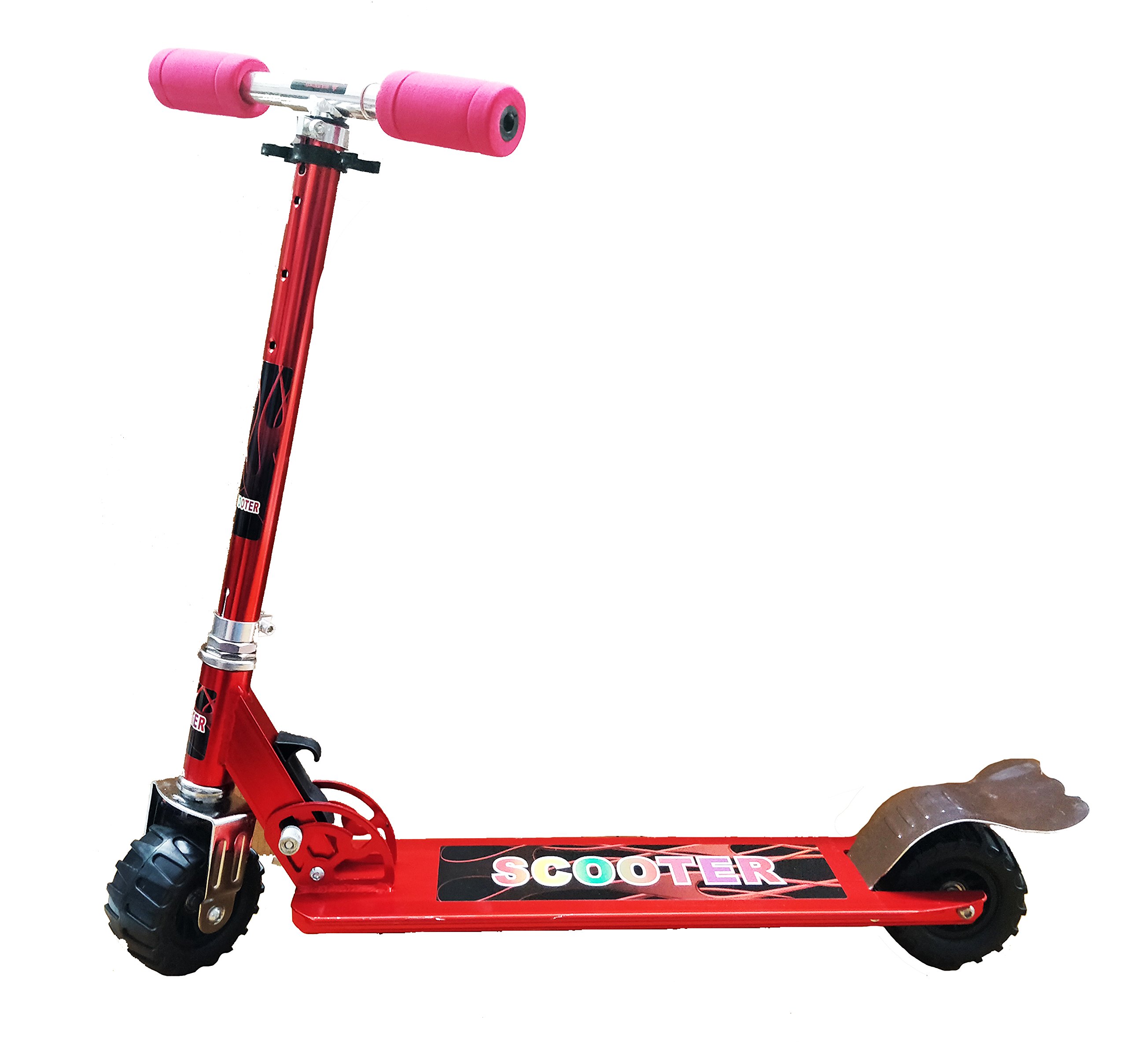 Emob Foldable Self Balancing Two Wheel Push Scooter for Kids with Adjustable Height and Fenders Braking System (Red)