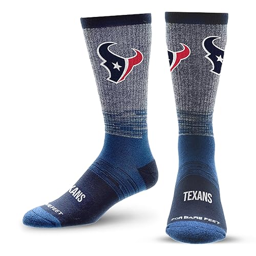 For Bare Feet NFL HOUSTON TEXANS Team Tonal Crew Sock Team Colors Large