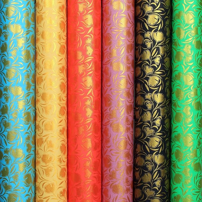 Elegant Casa Golden Floral Print Gift Wrapping Paper(Assorted Colour