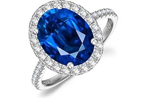 ININY Certified 4ct Lab Grown Royal Blue Sapphire Rings for Women, Princess Diana Inspired Engagement ring, Anniversary, September Birthstone Eco-Friendly Fine Jewelry Gifts, with Certification & Gift Box
