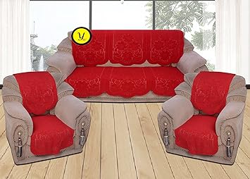 Yellow Weaves 6 Piece Maroon Color Sofa & Chair Cover Set