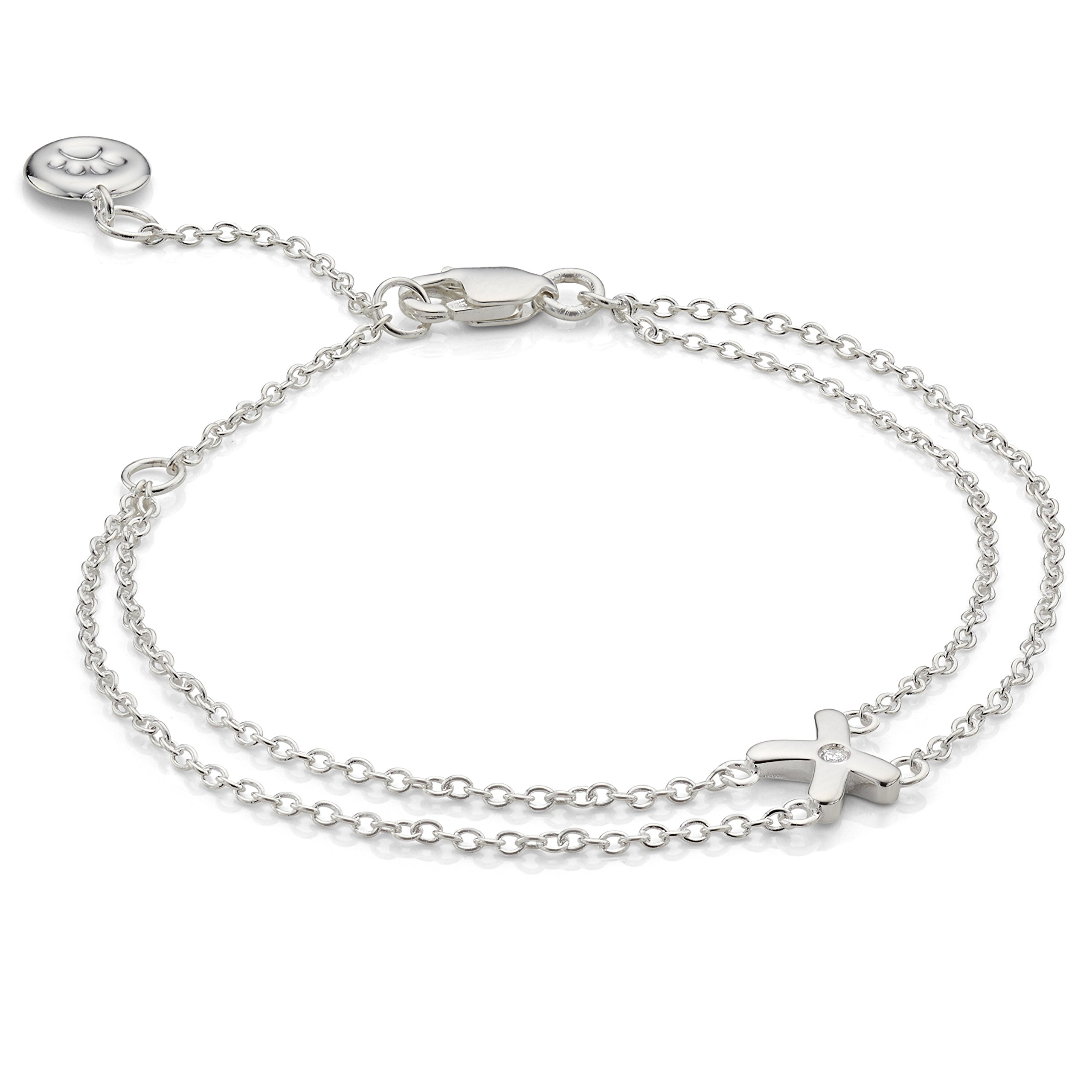 Molly Brown London Sterling Silver My First Diamond Kiss Bracelet. Ideal for Birthday Gifts for Girls, Flower Girl and Bridesmaids Gifts