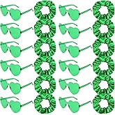 24Pcs Wicked Party Decorations Green Silk Scrunchies and Sunglasses for Women Girls Satin Scrunchies Hair Tie Heart Glasses for Wicked Party Favors Gifts Birthday Bachelorette Party Accessories
