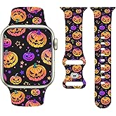 Watbro Halloween Holiday Watchband Compatible with Apple Watch Pumpkin 38mm 40mm 41mm 42mm 44mm 45mm 49mm Women Men,Cute Thanksgiving Day Strap for iWatch Series 10 9 8 7 6 5 4 3 2 1 SE Ultra