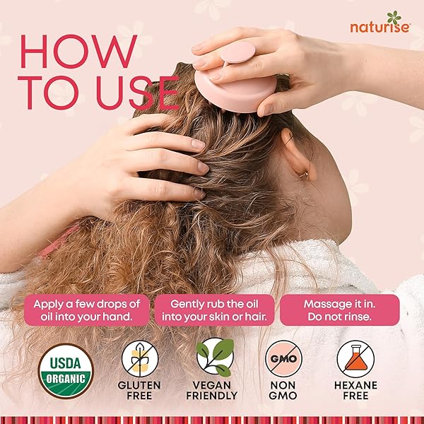 NATURISE USDA ORGANIC CASTOR OIL FOR HAIR GROWTH – PURE CASTOR OIL ORGANIC COLD PRESSED & UNREFINED IN GLASS BOTTLE – VEGAN, NON-GMO OILS FOR EYELASH, EYEBROW, HAIR, SKIN & FACE SUPPORT (4 FL OZ)