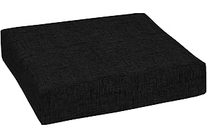 Arden Selections Outdoor Deep Seat Bottom Cushion, 24 x 24, Rain-Proof, Fade Resistant 24 x 24, Black Leala