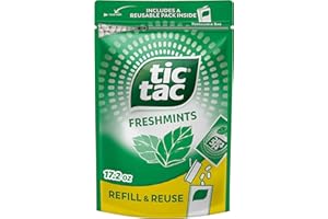 Tic Tac Bulk Freshmints Refill Bag, On-the-Go Pocket-Sized Breath Mints, Includes Empty Refillable Pack, 17.2 oz