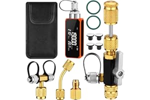 Saysurey Mini Wireless Digital Vacuum Gauge with Adapter Valve Core Remover Installer HVAC 0-19000 Micrometer Rechargeable Pressure Tester Meter, Alarms Via App, Offline Recording, Temp Compensation