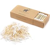 MIGNZE 200 Stück Wattestäbchen Aus Bambus & Baumwolle – Nachhaltig, 15 Cm Lang, Ideal Für Make-up & Basteln