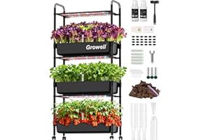 Growell Large Hydroponics Growing System Kit, Vertical Indoor Herb Garden Kit with LED Grow Light & Independent Water Pump, 42L Movable Indoor Planter Perfect Gardening Gifts (3 Tier-81 Pods Black)