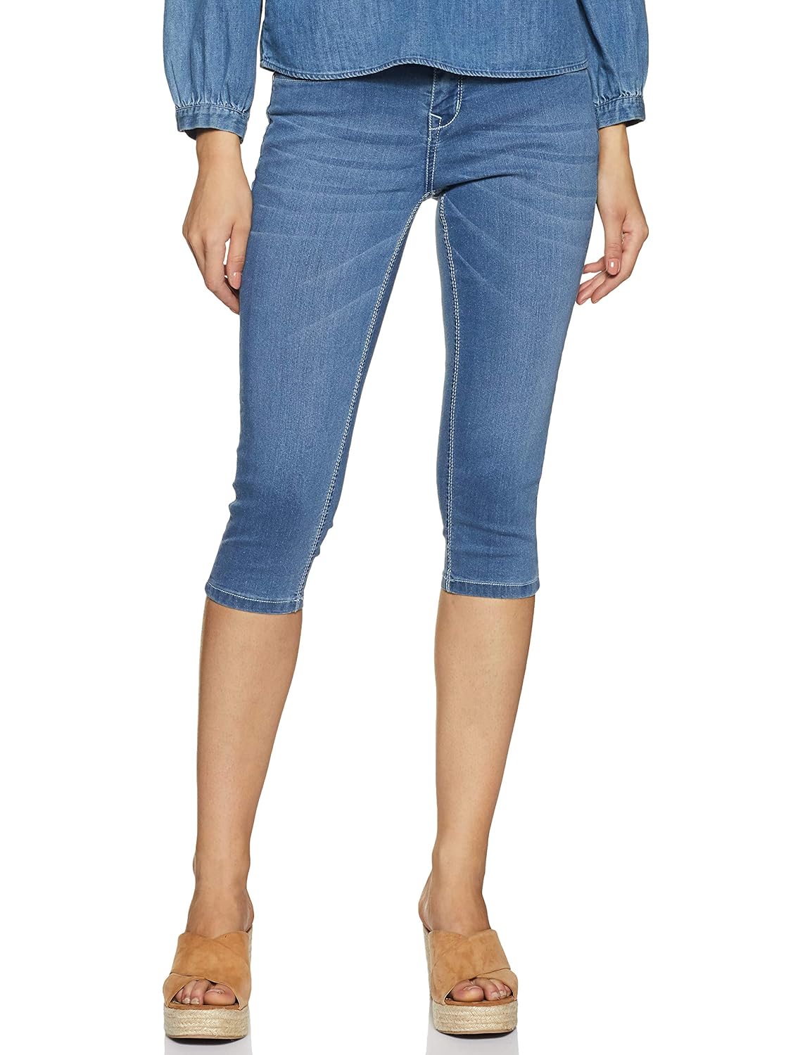 Buy EASYBUY Women's Fashion Capri Stretch Jeans (SU20MC06LW_Light Blue