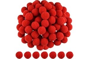 ANPUNAT 200 Pcs Craft Pom Poms 1 Inch Felt Balls for DIY Art Creative Crafts Projects and Decoration(Red)