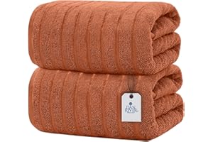 DAN RIVER Luxury Jumbo Bath Sheets 2 Piece – 550 GSM (35x70 Inches) 100% Cotton Highly Absorbent Speed Breaker Design Bath Towel Set – Super Soft Towels for Bathroom, Hotel, Spa Orange