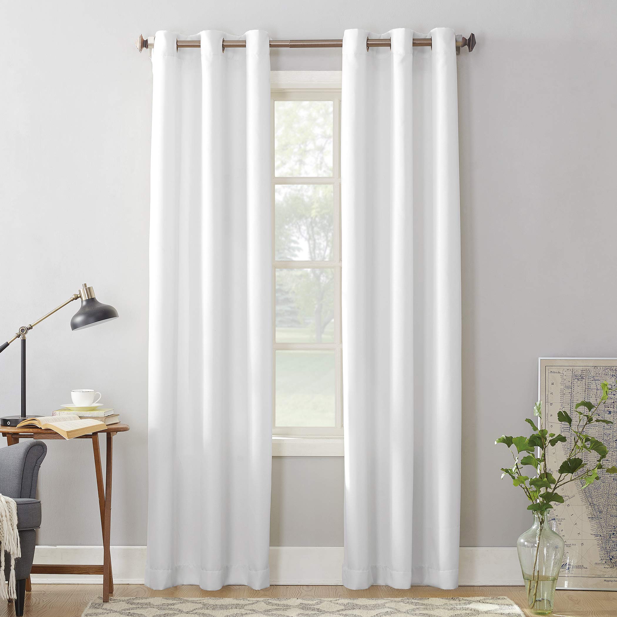 No. 918 Montego Casual Textured Semi-Sheer Grommet Curtain Panel,White,48" x 84" — image 1