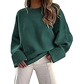 PRETTYGARDEN Women's Fall Oversized Sweaters Casual Crewneck Pullover Long Sleeve Fuzzy Chunky Knit Tops Blouse