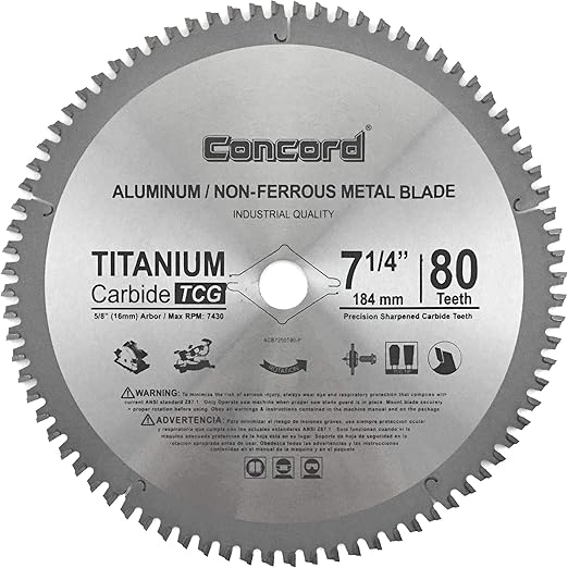 Concord Blades Acb0725t080hp 7 1 4 80 Teeth Tct Non Ferrous Metal