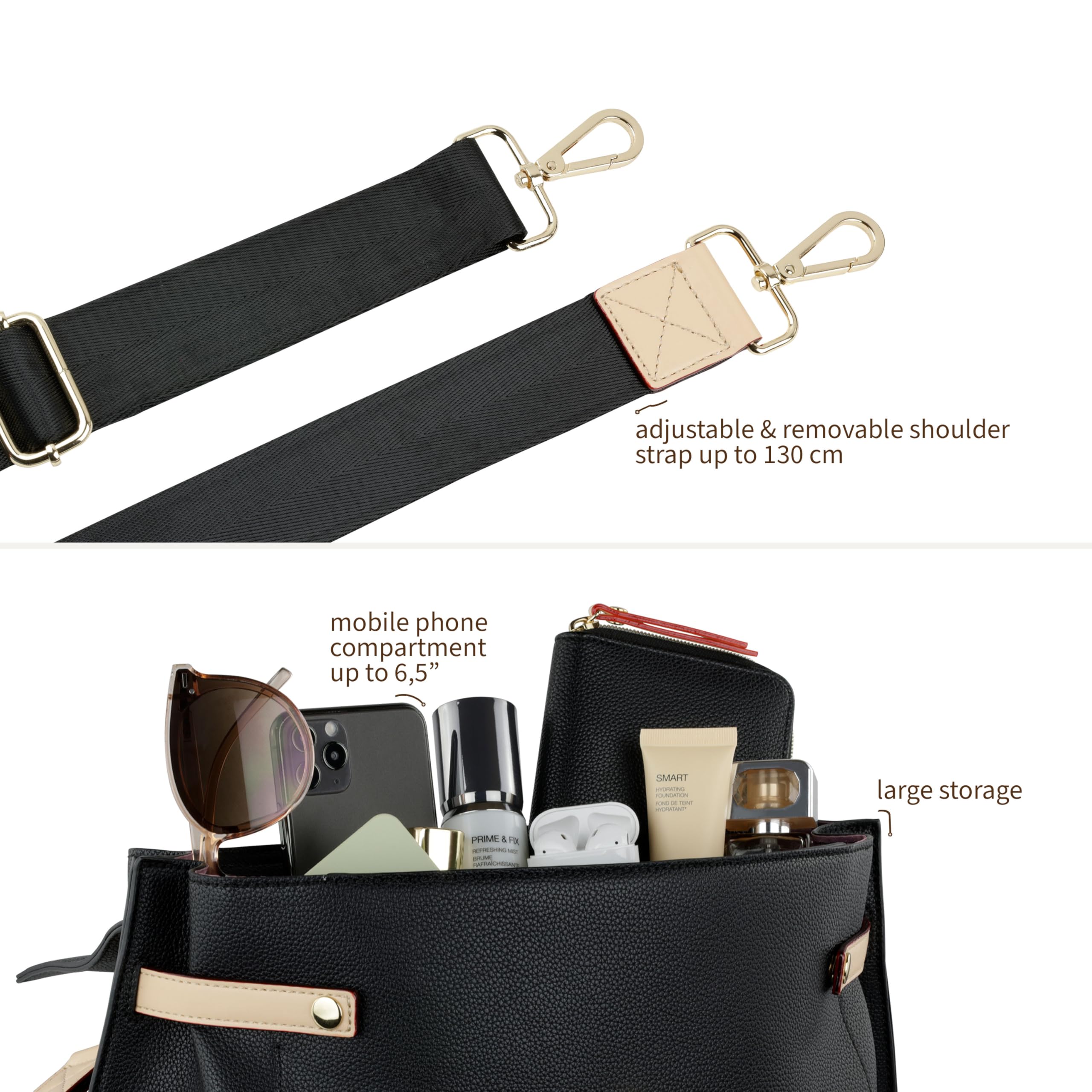 bugatti Ella Stadttasche, Kunstleder Tasche, Damenhandtasche Schultertasche, beige