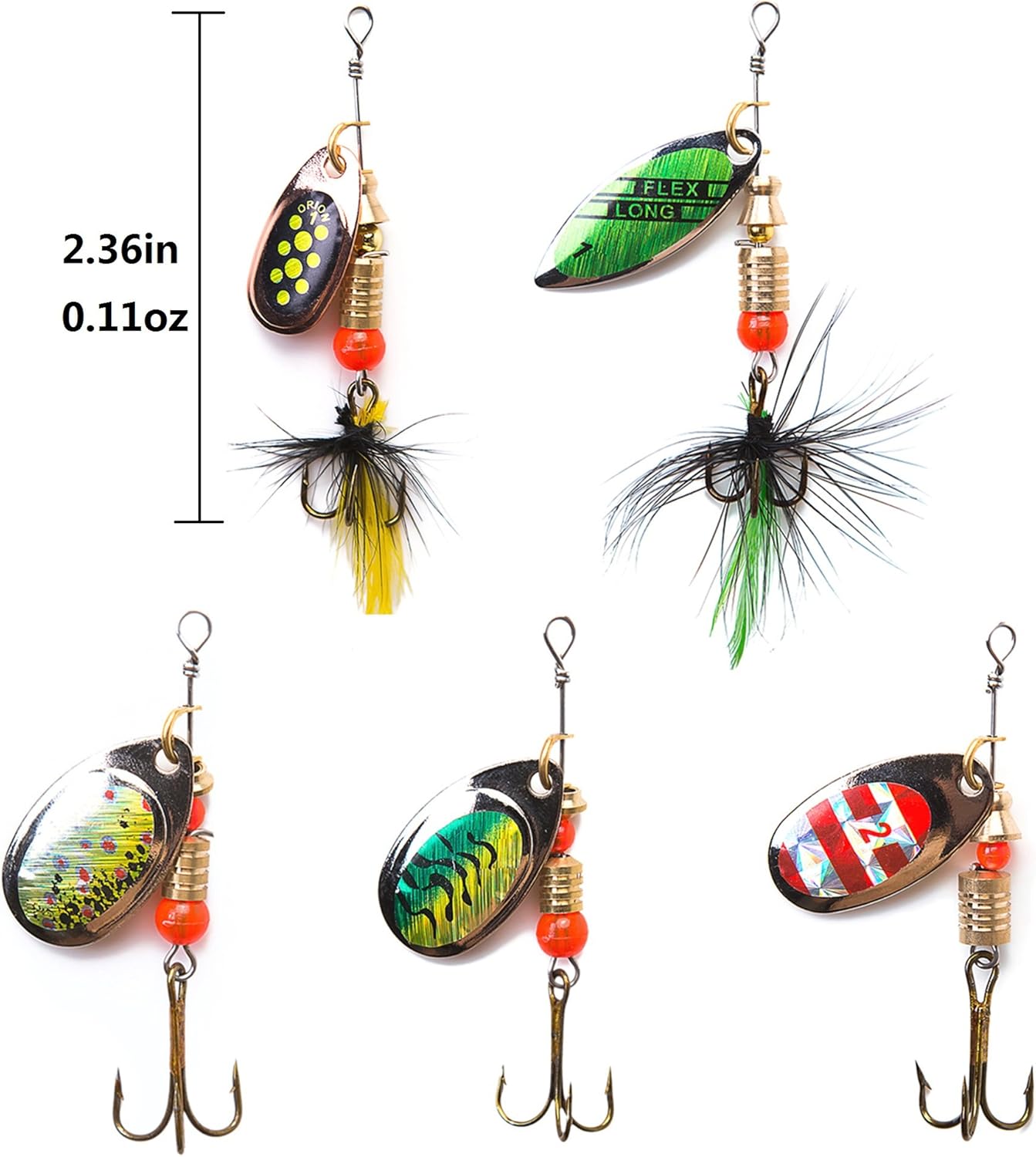 kingforest 10pcs Fishing Lures Spinnerbait for Bass Trout Salmon Walleye Hard Metal Spinner Baits Kit with Tackle Box