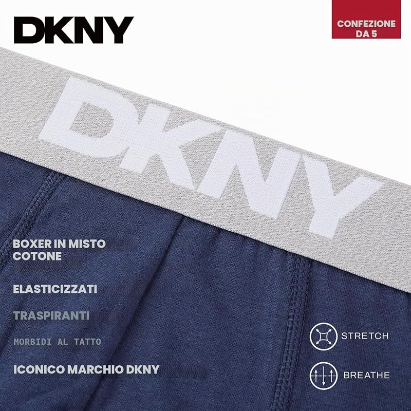 Uomo, Boxers, Grigio/Nero/Blu Marino/Grigio Scuro/Bianco, Confezione da 5, XL