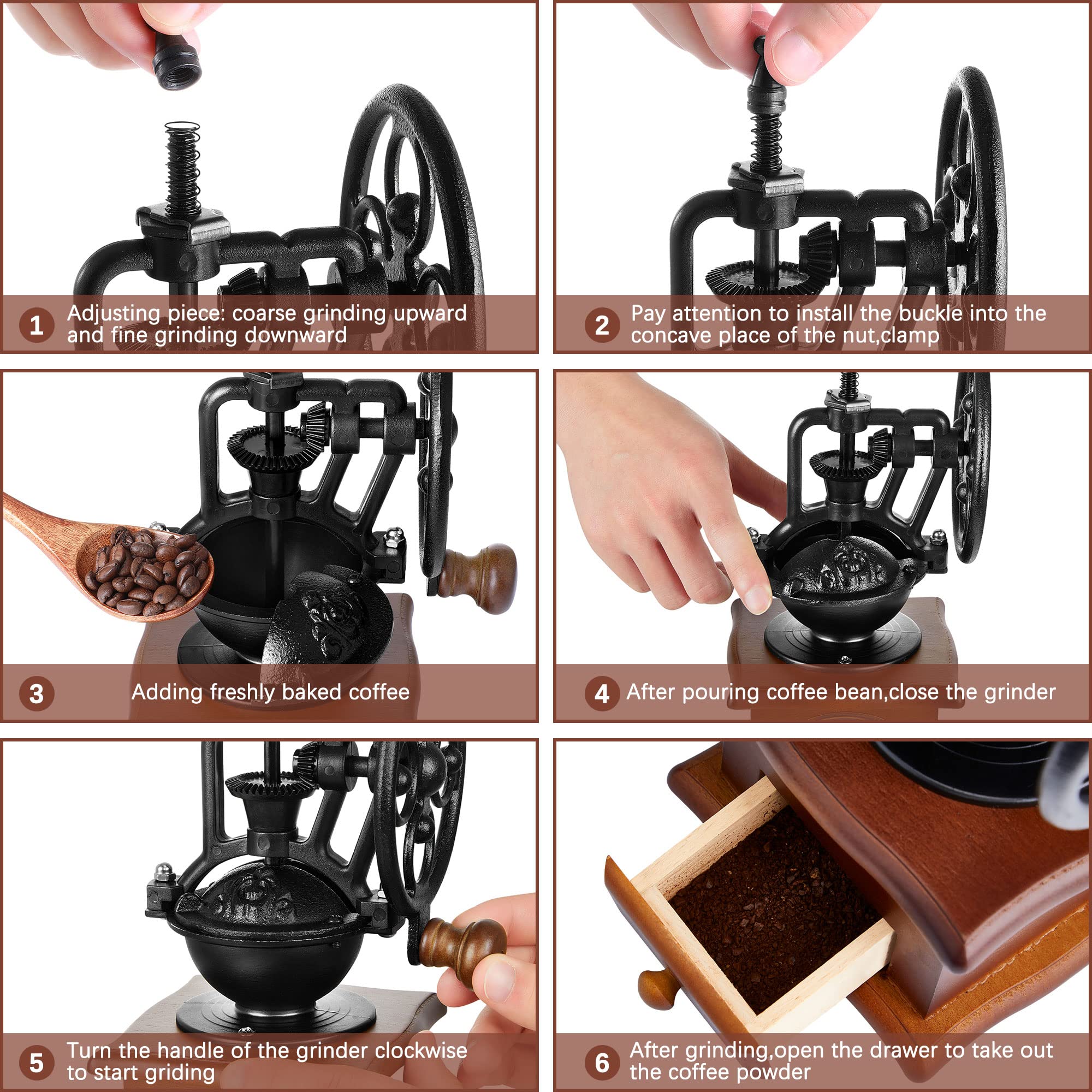 Mua Manual Coffee Grinde, Vintage Style Wooden Hand Coffee Grinder ...