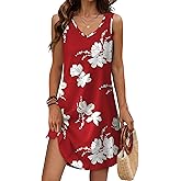 Aokosor Womens Summer Dresses 2025 Loose V Neck Sleeveless Dress Sundresses Swimsuit Coverup