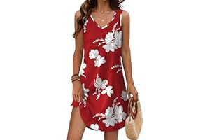 Aokosor Womens Summer Dresses 2025 Loose V Neck Sleeveless Dress Sundresses Swimsuit Coverup