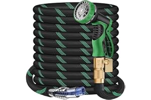 AENFFOW 100 ft Garden Hose - 2025 New Upgraded Flexible Water Hose - Ultra Lightweight Kink-free Car Washing Pipe with 10 Function Sprayer and 3/4" Solid Brass Fittings - Durable,Leak proof Garden Hoses