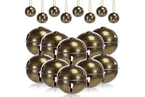Zubebe Christmas Bells Jingle Bells Large 2.5 Inch Star Cutout Ornament for Crafts Christmas Tree Decor Gift Wrapping(Bronze,12 Pcs)
