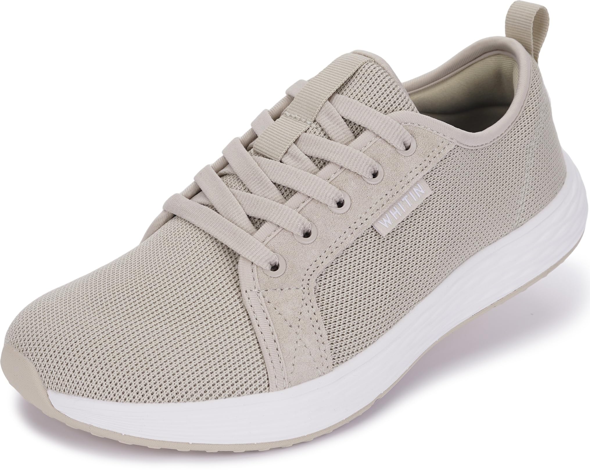 Photo 1 of WHITIN Wide Toe Box Width Walking Shoes for Women Size 8W Diabetic Zero Drop Bunions Elderly Swollen Feet Edema Neuropathy Arthritis Jogging Travel Outdoor Tennis Sneakers Beige 39