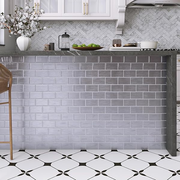 LACHEERY STICKY KITCHEN BACKSPLASH TILES PEEL AND STICK SILVER SUBWAY TILE BACKSPLASH FOR KITCHEN 36-SHEET 12″X12″ 3D SELF STICK ON BACK SPLASH TILES FOR BATHROOM LAUNDRY ROOM WALL STICKER WATERPROOF