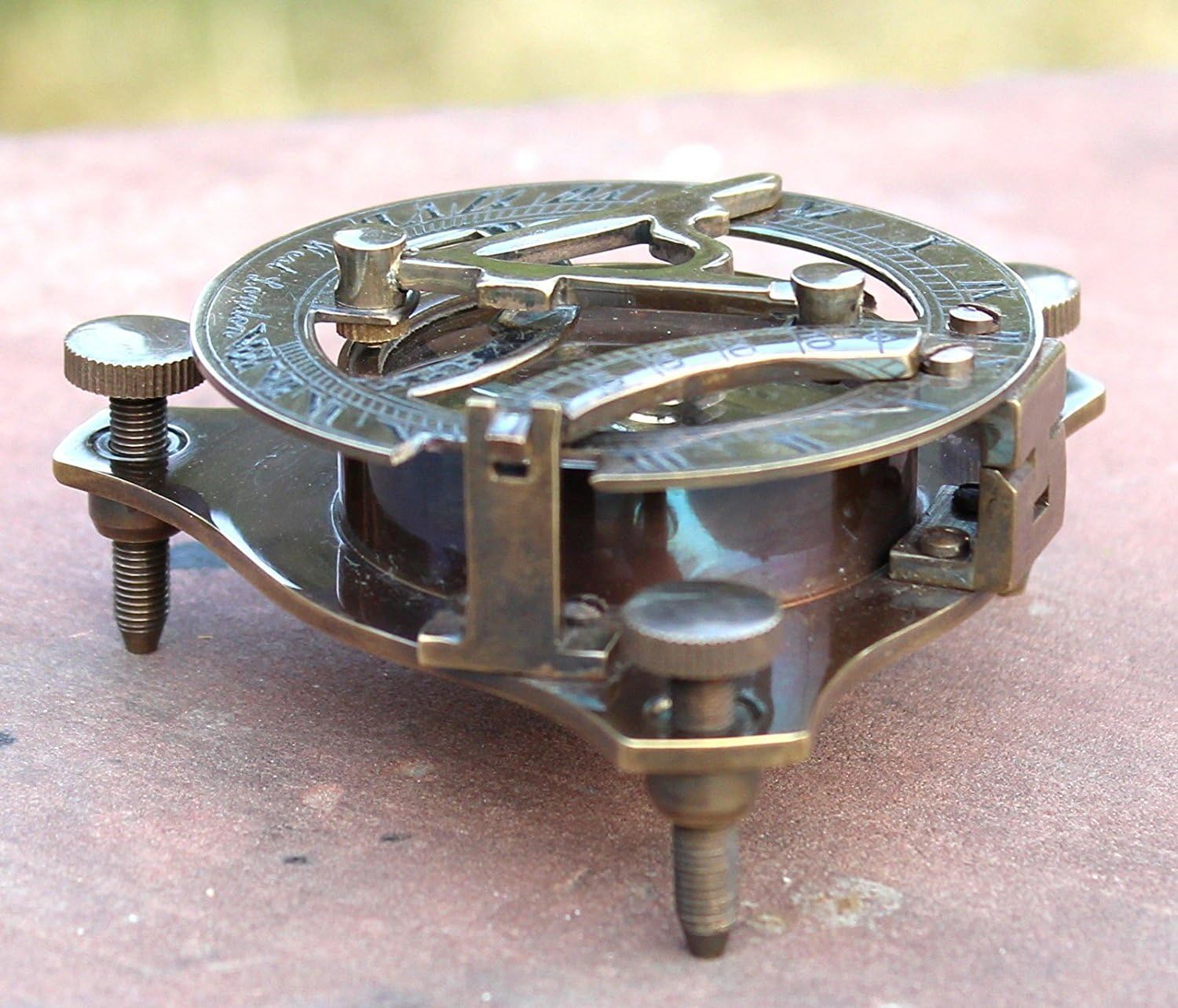 Medieval Replicas Vintage Antique Style Brass Sundial Compass Maritime Nautical Compass Desk Decor, Black, 3 Inch - Image 3