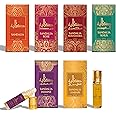 Dukhni Sandal Attar Oil Set Arabian sandalwood perfume oils | 6 assorted scents x 6ml | Authentic,Alcohol free, Vegan, Sandalia Collection Set for Gifting with Rose & Jasmine