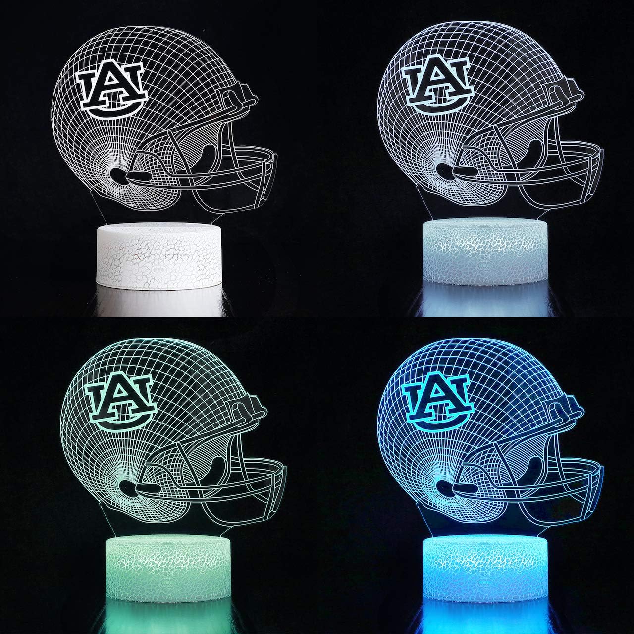 Sports Fan Nightlight Gift For Kids Men Or Women Girls Boys Ikavis 3d Led Night Light Football Helmet Auburn Tigers Flat Acrylic Illusion Lighting Lamp With 7 Colors And Touch Sensor Sporting