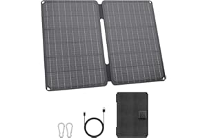 ZOUPW 18W Portable Solar Panel, Foldable Solar Panel Charger with 5V USB-A and USB-C Ports,IP67 Waterproof 23.5% High Efficiency ETFE Compatible with Phones Tablets for Hiking Camping Backpacking