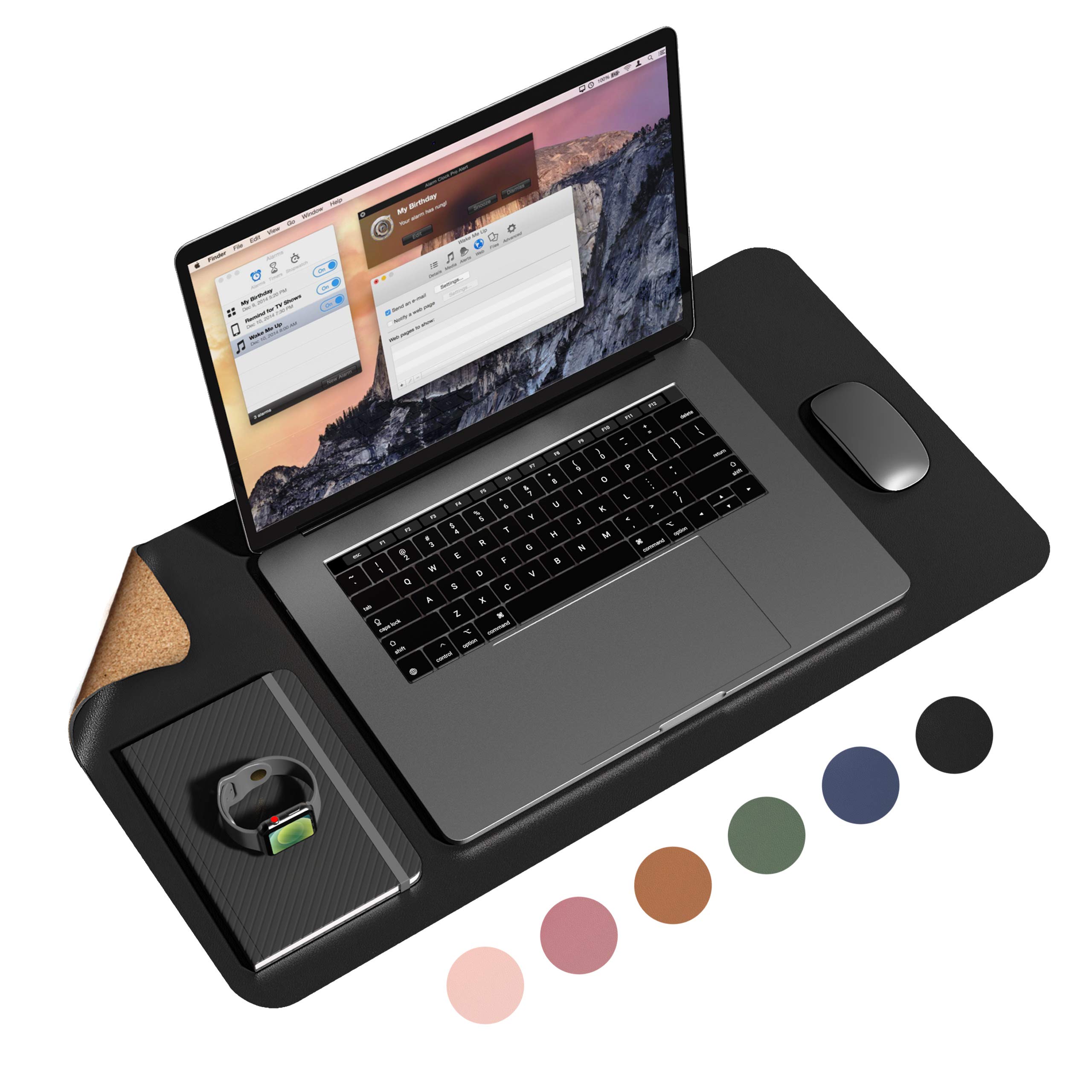 Eco Cork PU Leather Desk Pad,Dual Side Office Desk Mat,Ultra Thin Large Mouse Pad,Laptop Desk Table Protector,Waterproof Desk Writing Pad for Office Work/Home (Black, 23.6"x13.7")