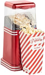 VonShef Popcorn Machine Retro 1200W Air Popcorn Maker Red view 4