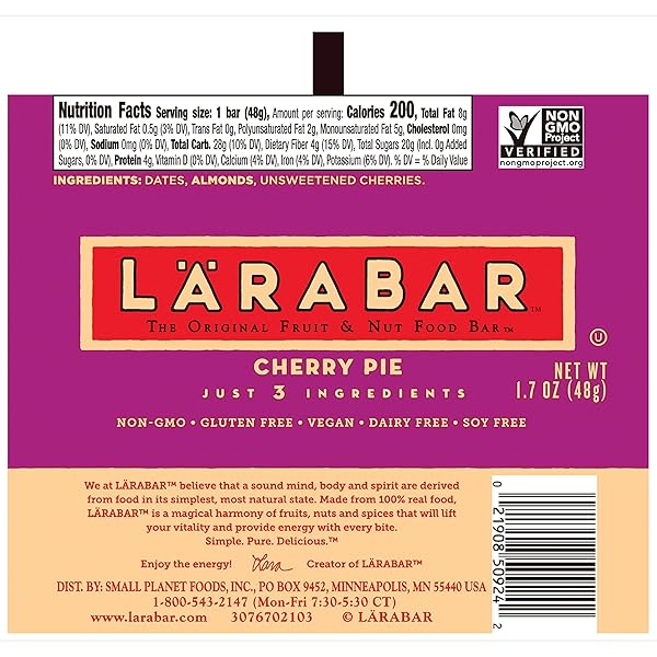 LARABAR VARIETY PACK, GLUTEN FREE VEGAN FRUIT & NUT BARS, 1.7 OZ, 16 CT